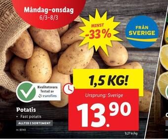 Lidl Potatis erbjuda