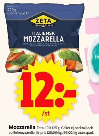 ICA Supermarket Zeta Mozzarella 100-125g erbjuda
