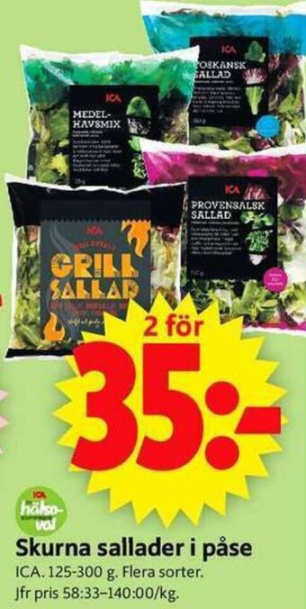 ICA Supermarket ICA Skurna sallader i påse 125-300g erbjuda