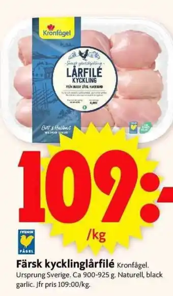 ICA Supermarket Kronfågel Fryst Kycklingfilé 900-925g erbjuda