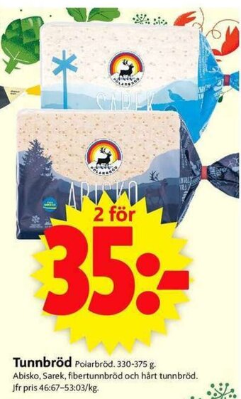 ICA Supermarket Polarbröd Tunnbröd 330-375g erbjuda