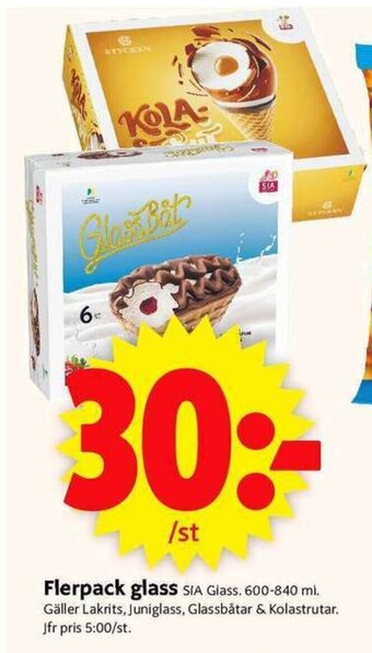ICA Supermarket Sia Glass Flerpack glass 600-840ml erbjuda