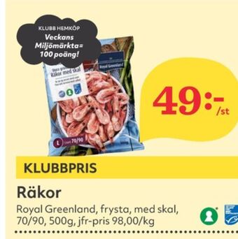 Hemköp Royal greenland räkor med skal erbjuda