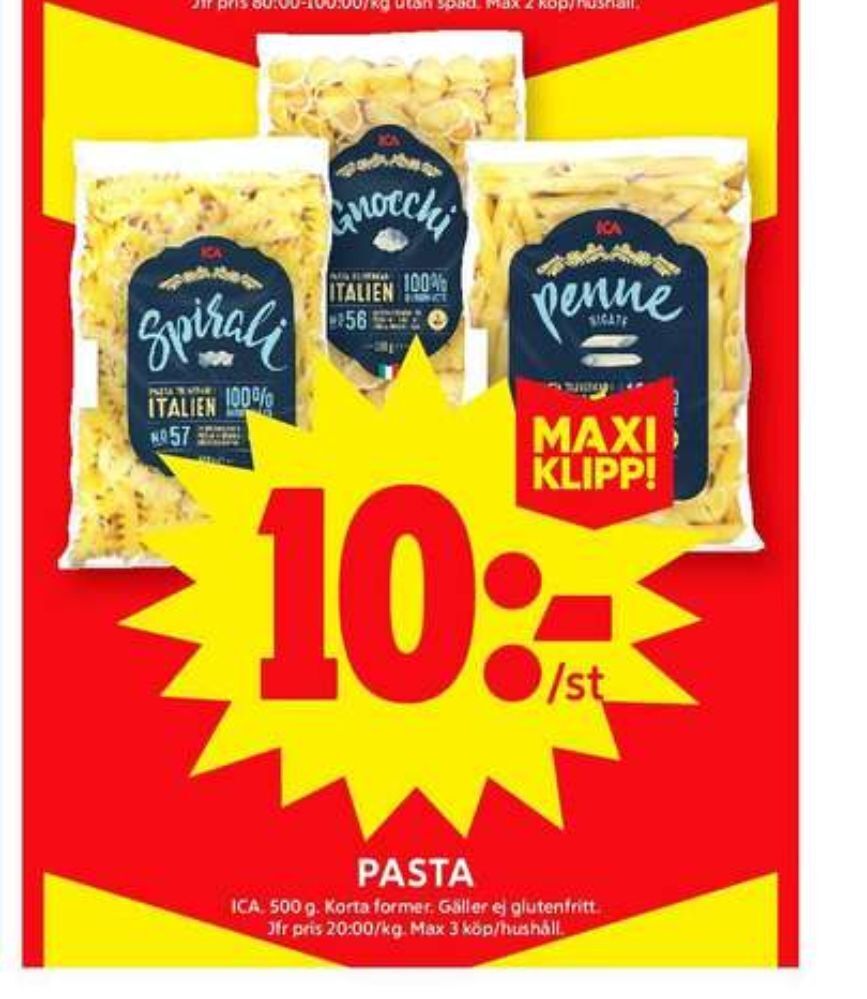 Ica pasta sorterad erbjudande hos ICA Maxi