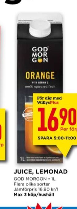 Willys God morgon juice erbjuda
