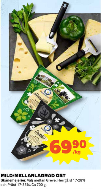 Coop Skånemejerier Mild/Mellanlagrad Ost 700g erbjuda