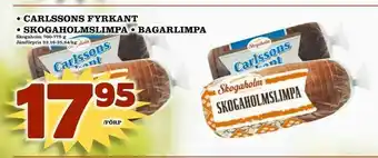 Nya Pulsen carlssons fyrkant • skogaholmslimpa • bagarlimpa erbjuda