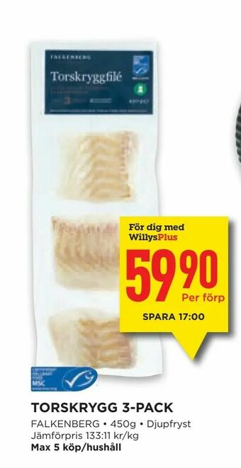 Willys Torskrygg 3-pack erbjuda
