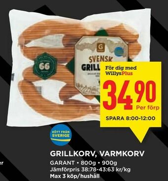 Willys Grillkorv, varmkorv erbjuda