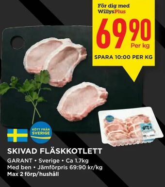 Willys Skivad fläskkotlett erbjuda