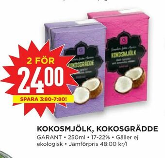 Willys Kokosmjölk, kokosgrädde erbjuda