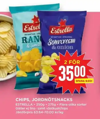 Willys Chips, jordnötsnacks erbjuda
