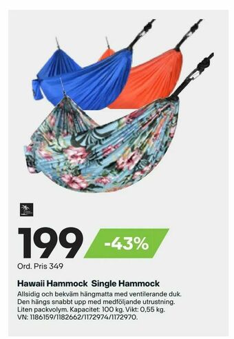 XXL Hawaii Hammock Single Hammock erbjuda