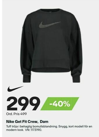 XXL Nike Get Fit Crew, Dam erbjuda