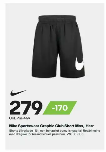 XXL Nike Sportswear Graphic Club Short Mns, Herr erbjuda