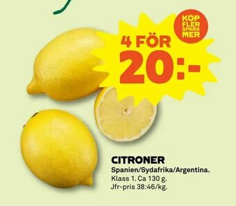 Stora Coop Citroner erbjuda