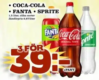 Nelins Coca-Cola/Fanta/Sprite 1,5 liter erbjuda