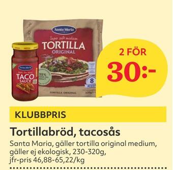Hemköp Tortillabröd, tacosås erbjuda