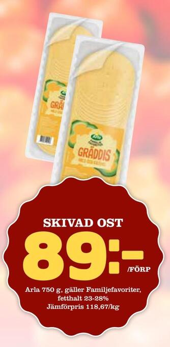 Supergrossen Skivad ost erbjuda