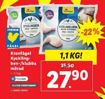 Lidl Kronfågel Kycklingben-/Klubba Mörad erbjuda