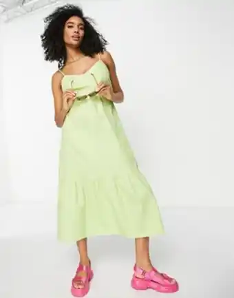 ASOS River island – limegrön panelsydd midiklänning i poplin erbjuda
