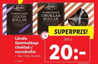 Lidl Ländia Gammaldags Choklad-/Cocosbollar erbjuda