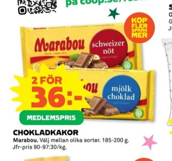 Coop Marabou chokladkaka mjölkchoklad erbjuda