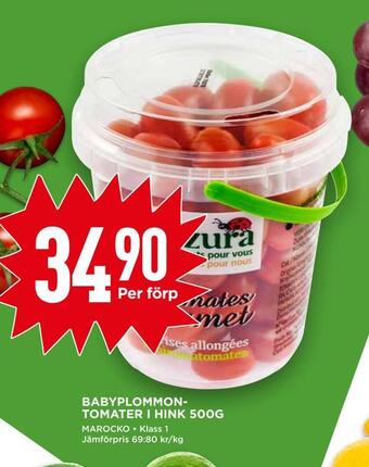 Willys Babyplommontomater i hink 500g erbjuda