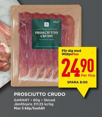 Willys Prosciutto crudo erbjuda