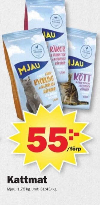 Pekås Mjau kattmat erbjuda