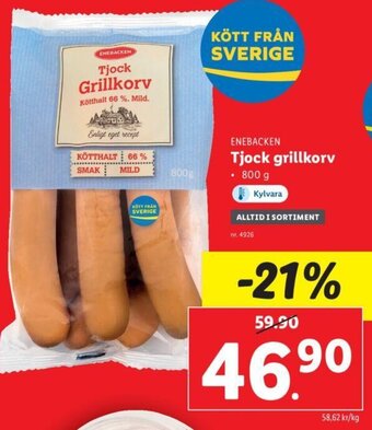 Lidl Tjock Grillkorv erbjuda