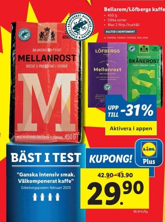 Lidl Bellarom/Löfbergs Kaffe erbjuda