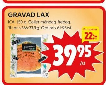 ICA Kvantum Gravad Lax erbjuda