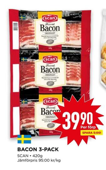 Willys Bacon 3-pack erbjuda