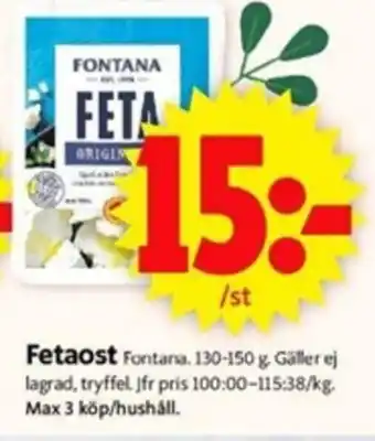 ICA Supermarket Fontana Fetaost 130-150g erbjuda