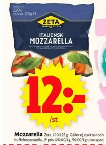 ICA Supermarket Zeta Mozzarella 100-125g erbjuda