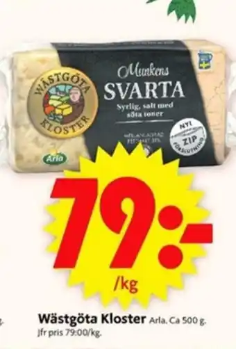 ICA Supermarket Arla Wästgöta Kloster 500g erbjuda