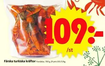 ICA Supermarket Pandalus Färska turkista Kräftor 700g erbjuda