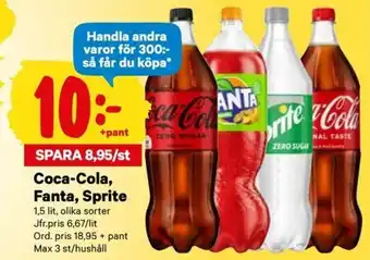 City Gross Coca-Cola, Fanta, Sprite 1,5 lit. erbjuda