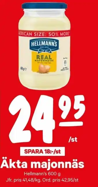 City Gross Hellmann's Äkta majonnäs 600g erbjuda