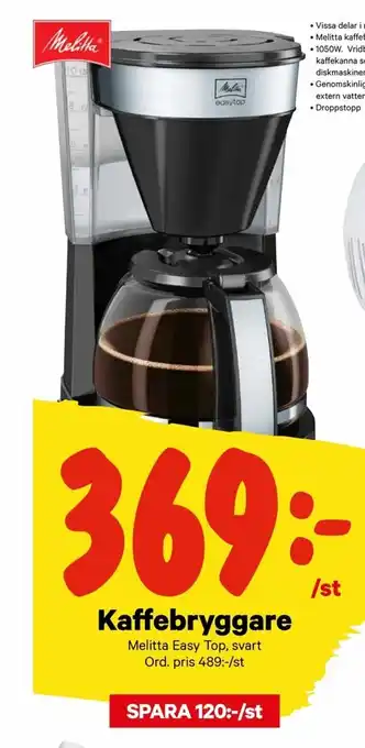 City Gross Melitta Easy Top Kaffebryggare erbjuda