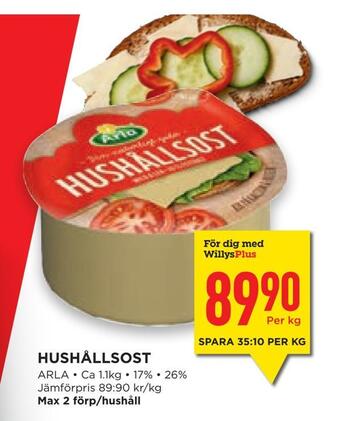 Willys Hemma Hushållsost erbjuda