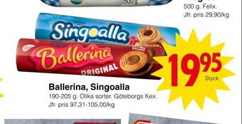 Matöppet Ballerina, singoalla erbjuda