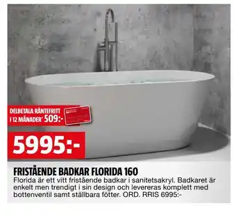 Bauhaus Fristående badkar florida 160 erbjuda