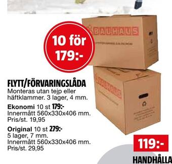 Bauhaus Flytt/förvaringslåda erbjuda