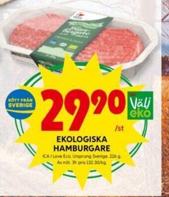 ICA Kvantum Ekologiska Hamburgare erbjuda