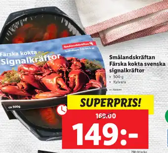 Lidl Smålandskräftan Färska kokta Svenska signalkräftor 500g erbjuda