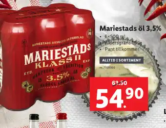 Lidl Mariestads öl 3,5% 6x500ml erbjuda