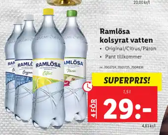 Ramlösa kolsyrat vatten 1,5l