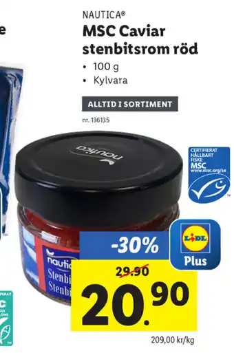 Lidl Nautica MSC Caviar stenbitsrom röd 100g erbjuda